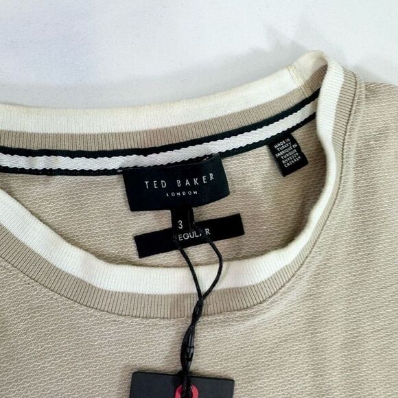 Ted Baker Bowker Shirt Mens 3 Medium Tan Crewneck New Classic Clean Pullover - Picture 2 of 9